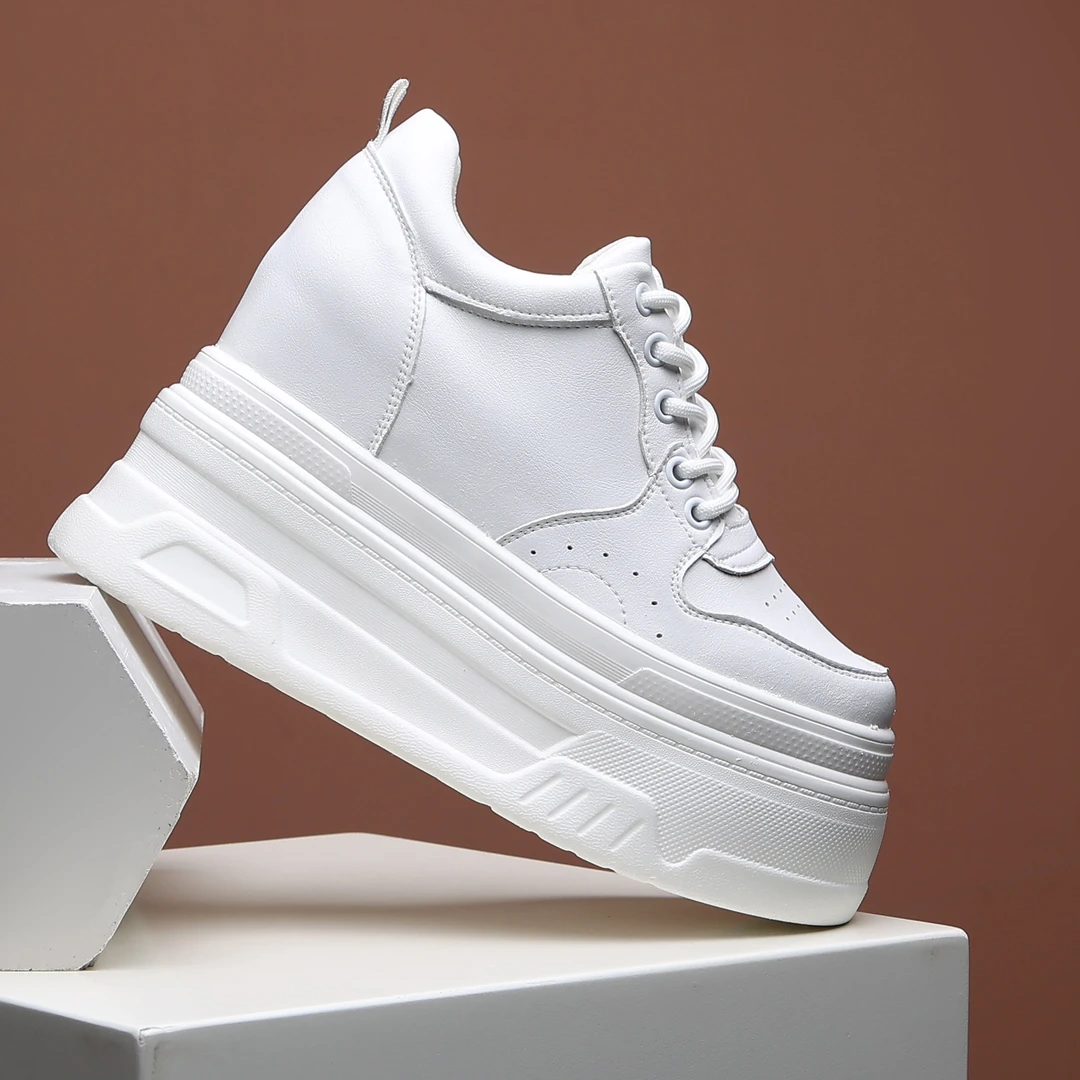 时尚内增高12cm小白鞋女春夏季新款透气松糕厚底运动超高跟休闲鞋