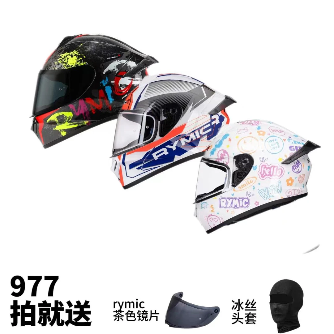 RYMIC【自由骑士】睿觅头盔 977单镜片大尾翼 四季机车男女街盔