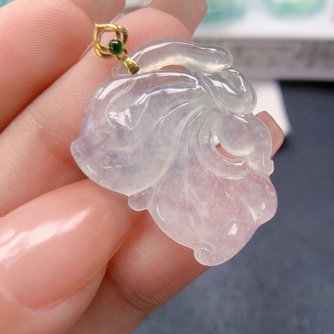 翡翠颈饰18K金镶嵌花仙子