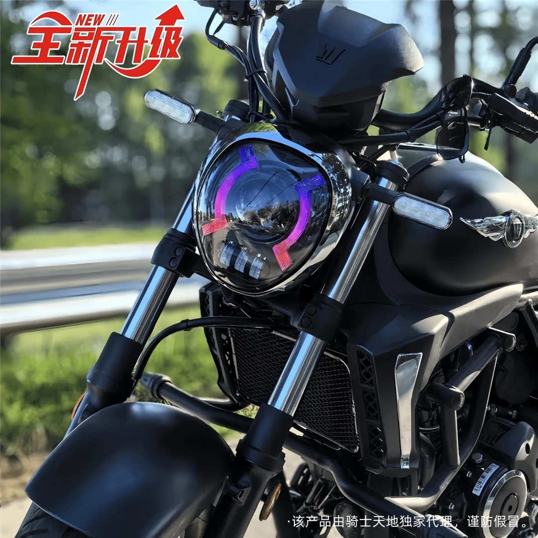 豪爵TR300改装恶魔眼透镜大灯LED日行灯动态流水转向灯总成配件