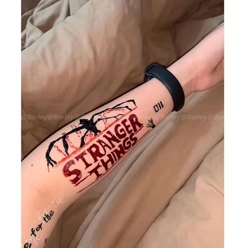 新款怪奇物语彩色纹身贴ins高颜值欧美风防水持久手臂男女逼真潮
