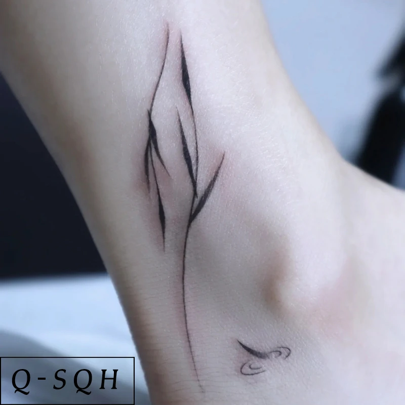 Q-SQH 柳叶 小众叶子纹身ins风贴纸小清新半永久防水女草本刺青男