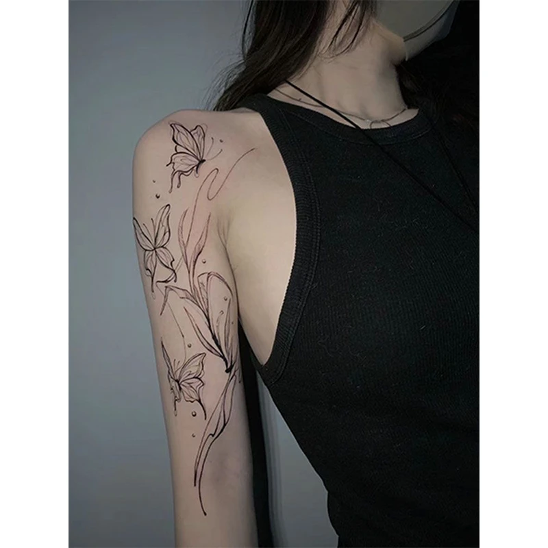 魅惑蝴蝶 草本果汁纹身贴 辣妹花臂大腿女士高级感 防水持久逼真