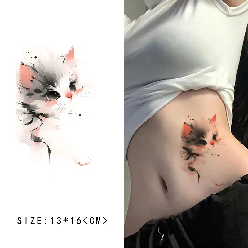 【第二件0元】高级感可爱可洗手臂花臂大腿一次性学生党猫咪纹身贴