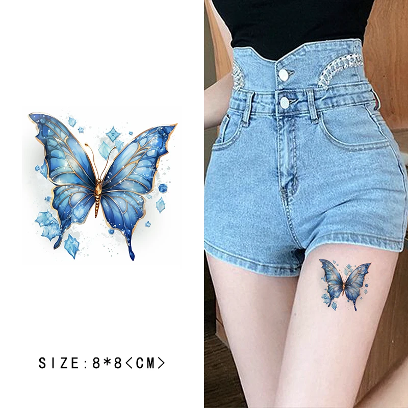 Q-SQH 网红纹身贴防水女持久性感遮疤痕持久逼真蝴蝶ins风刺青贴