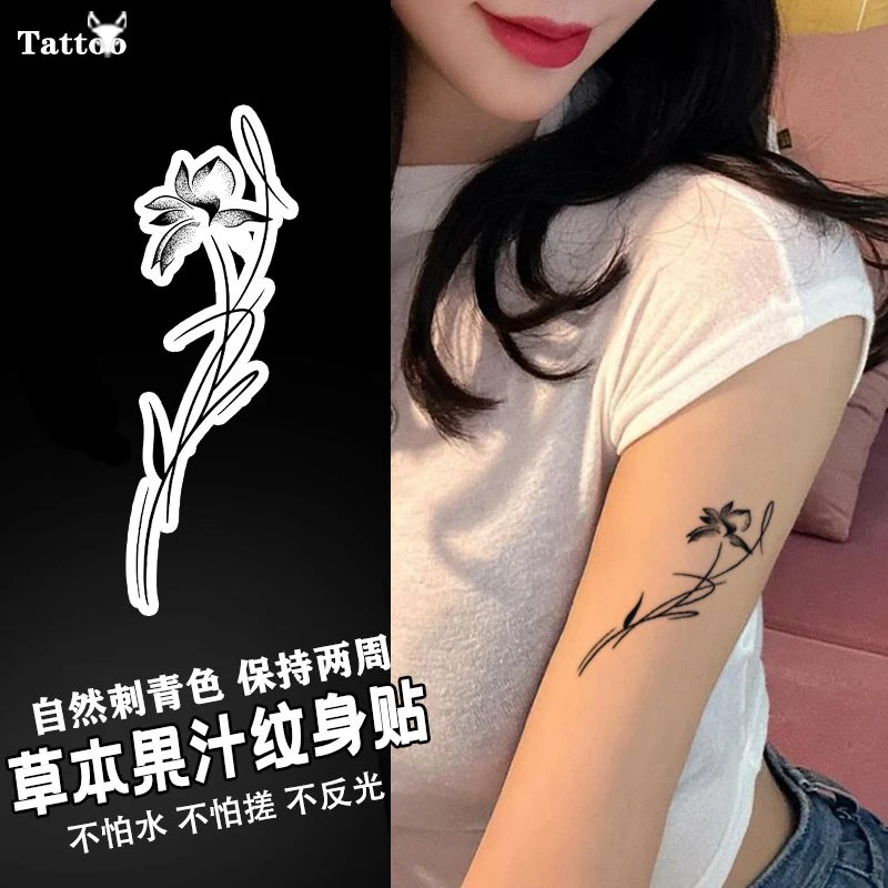 简约线条感草本果汁纹身贴半永久纯欲风小清新高颜值小众防水防汗