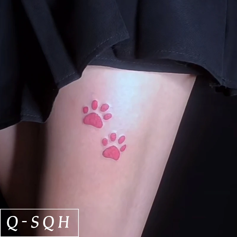 Q-SQH 可爱狗狗爪子 纹身贴手臂男女防水持久逼真个性ins宝宝可贴