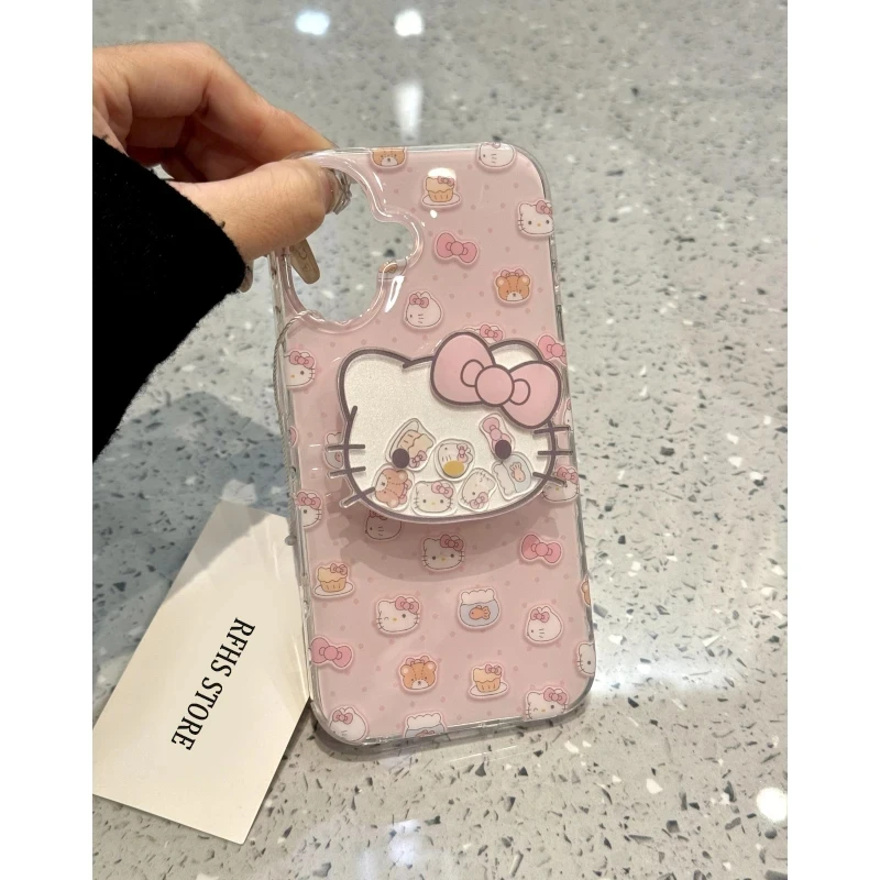 简约粉色凯蒂摇摇乐适用iPhone15苹果16手机壳14promax新款13全包