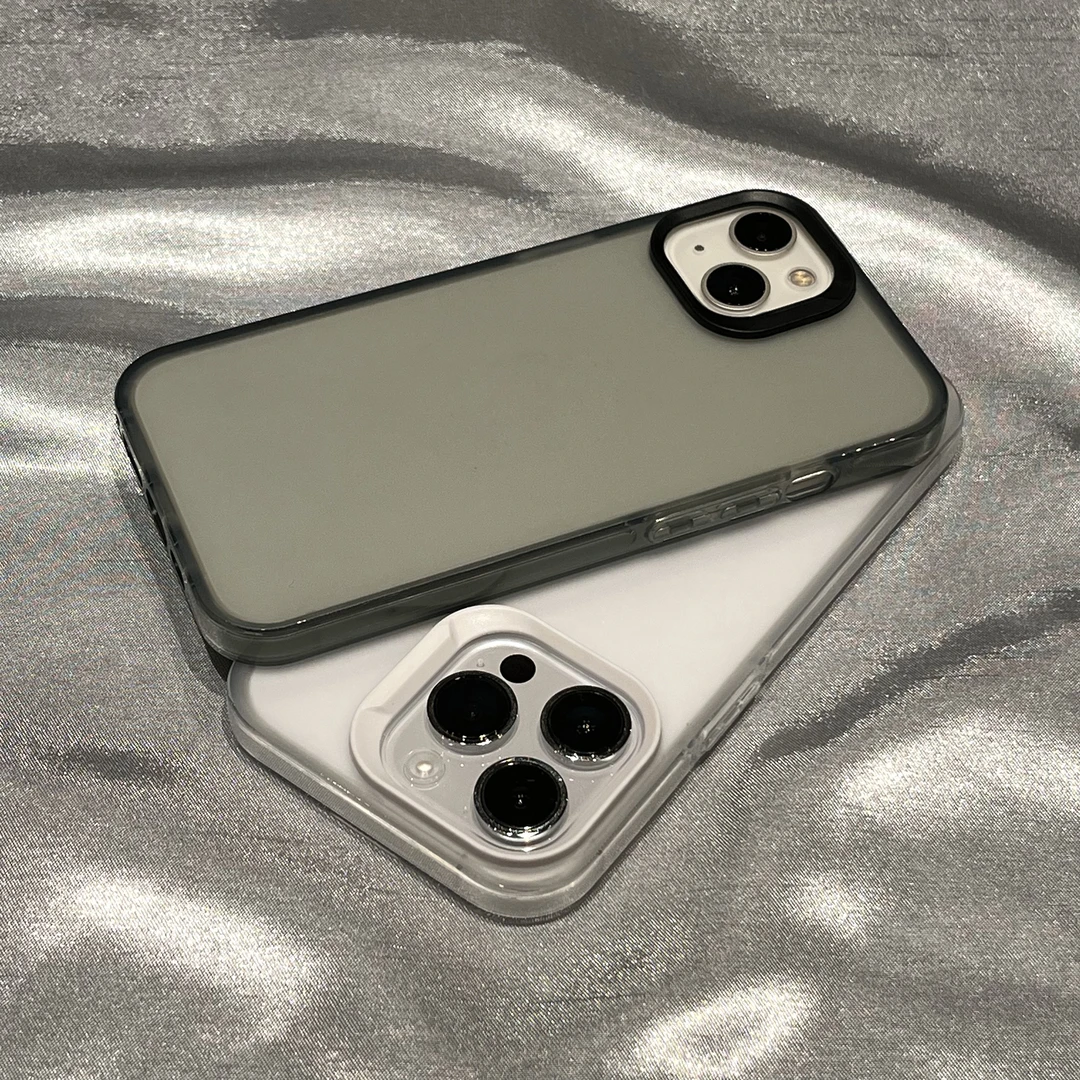 优选壳黑白镜框适用苹果15手机壳iPhone14Promax磨砂13/12/11软套