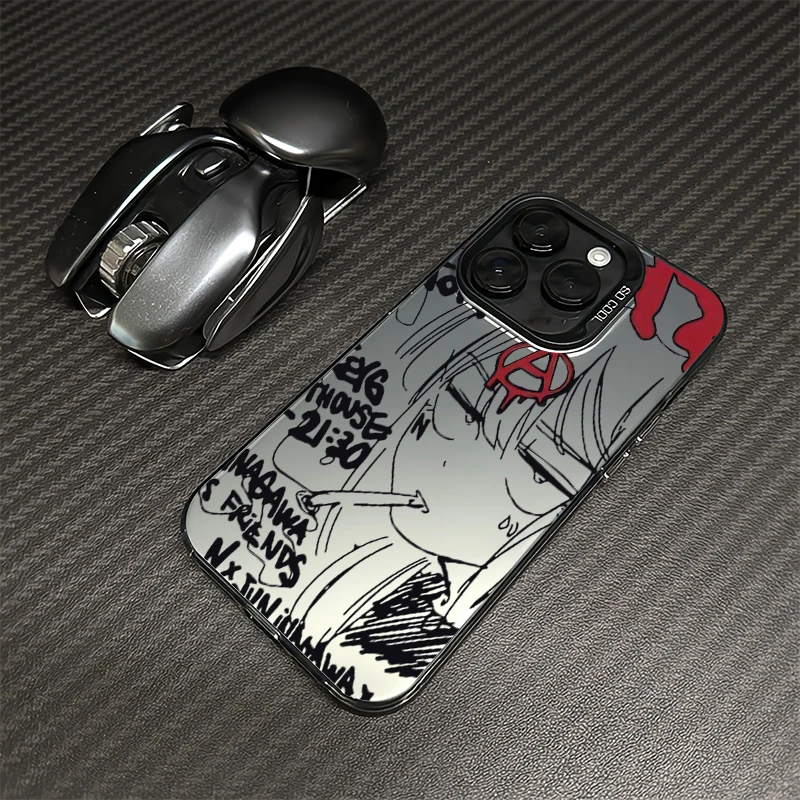 漫画少女苹果15pro手机壳新款iphone14promax网红13/12/11高级xs