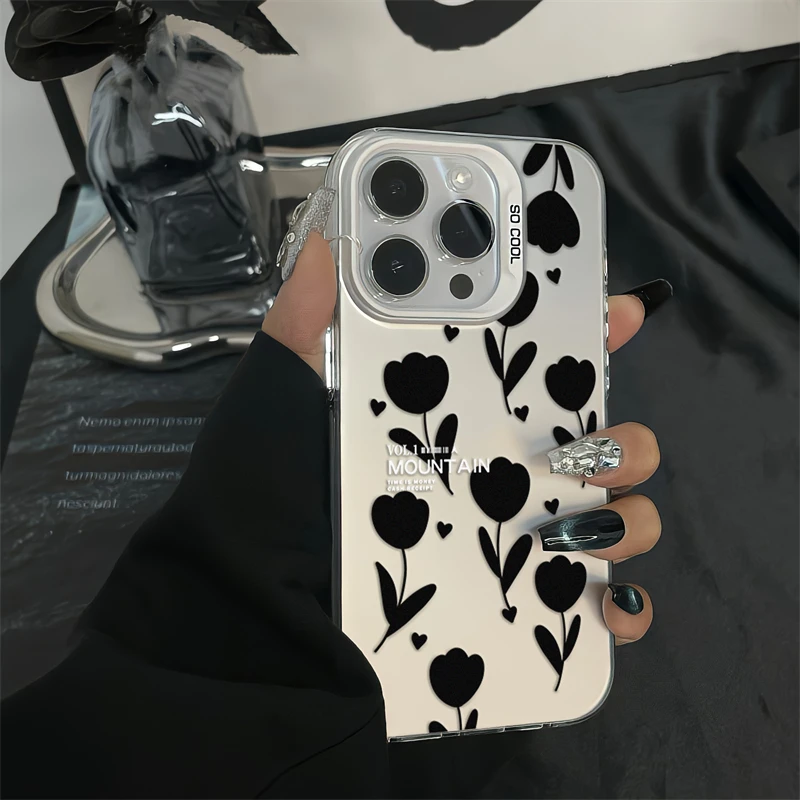 简约花卉苹果14promax手机壳iphone15网红13pro套12小众11高级感