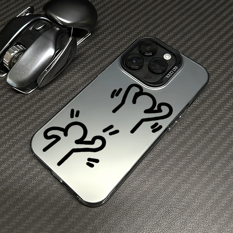 奋斗线条人适用iphone苹果15promax手机壳14保护套13防摔12磨砂11