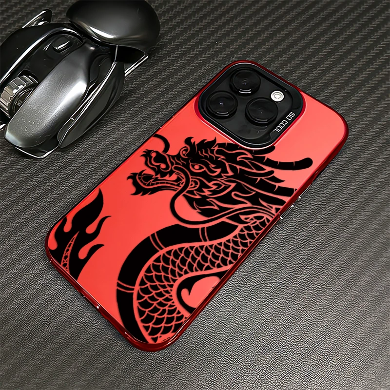 苹果15promax手机壳iphone14磨砂13红色12龙年11新款xs max高级xr