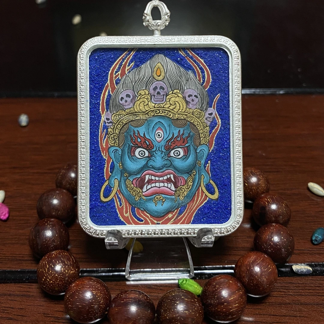 【帝麟手绘】热贡纯手绘粗矿大黑天面首唐卡