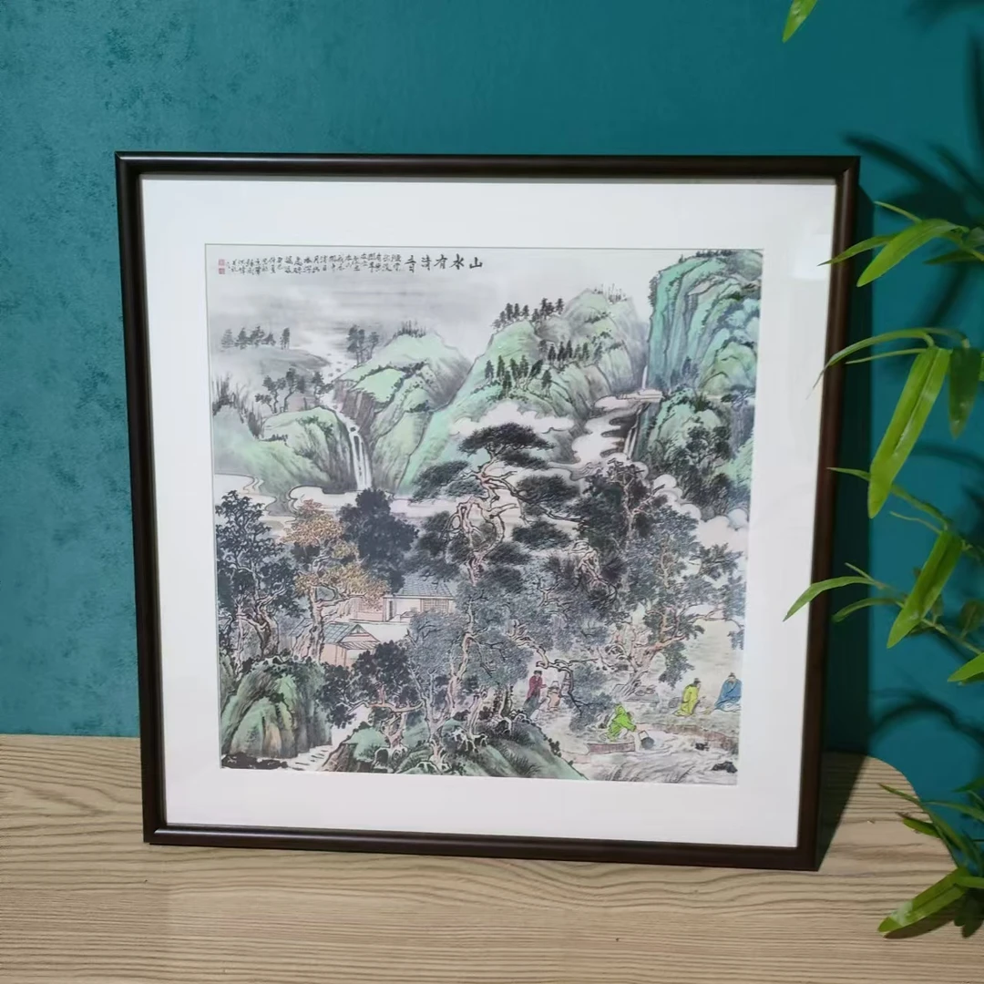 【276】50*50山水图纯实木框客厅家居装饰挂墙画