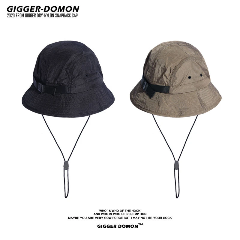 23ss户外速干渔夫帽轻薄遮阳大檐五片盆帽复古潮牌防风绳帽子