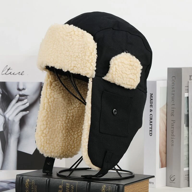 雷锋帽男冬天加厚保暖防风东北护耳棉帽子女冬季户外骑电动车防寒