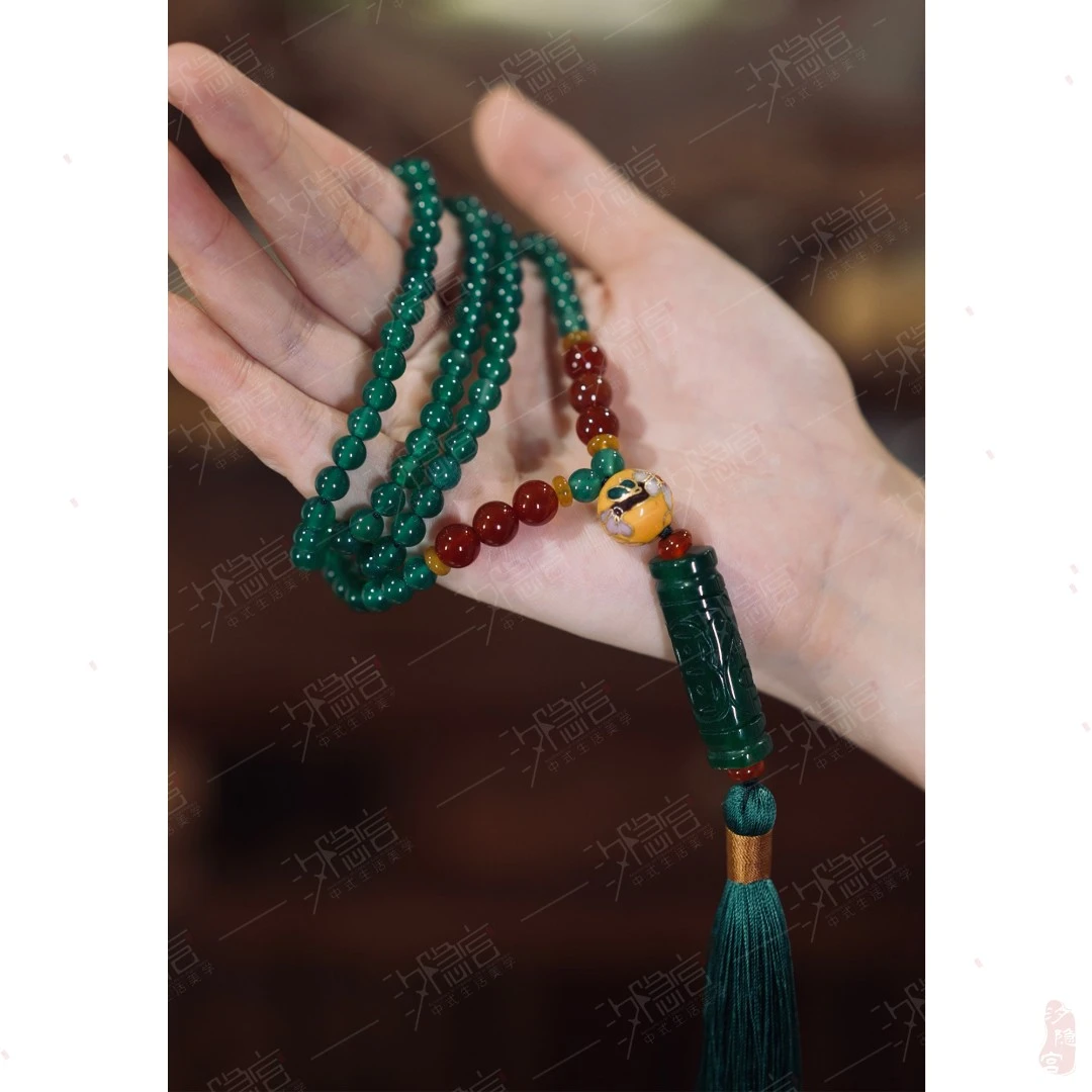 非金属珐琅吊坠 【冬篱翠】复古气质项链