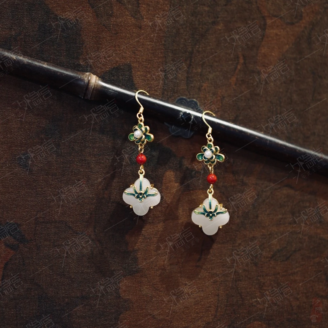 非金属珐琅耳饰 【锦蓝】国风复古花卉耳环
