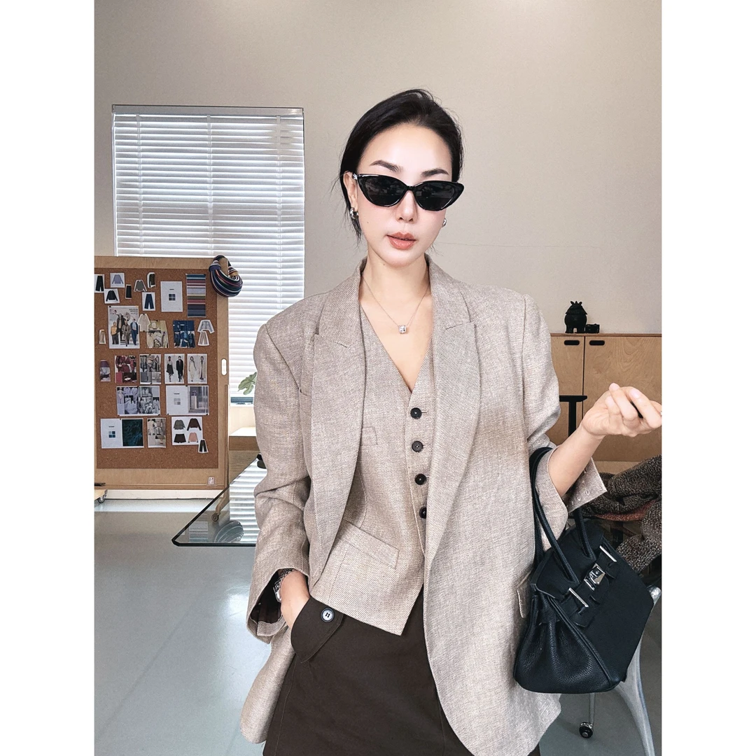 【Max Monan】奢雅 新款品牌设计轻奢复古重工时尚西装DD24WX08278