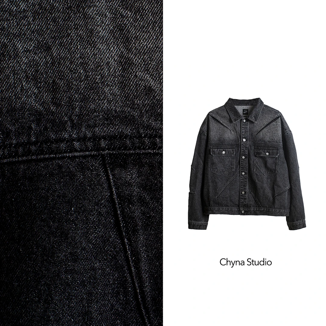 【Max Monan】刀锋 原创牛仔外套时尚百搭黑色翻领水洗CG23SS091
