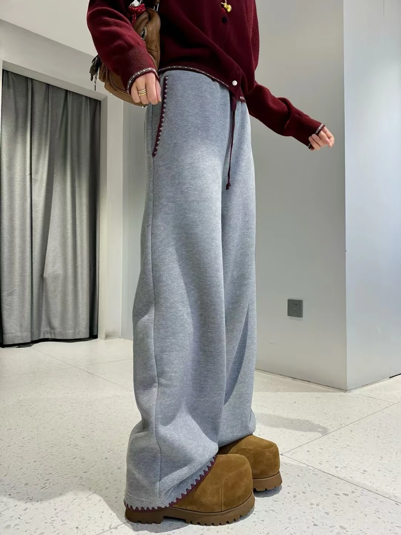 吧吧啦-刺绣花边卫裤