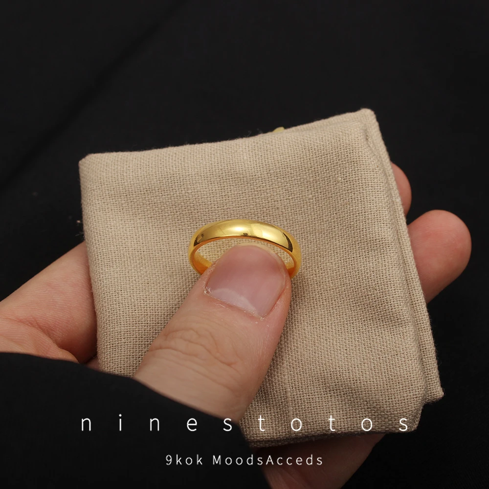 钛钢戒指 高级感轻奢款女男士素圈金色戒指小众情侣对戒手饰品