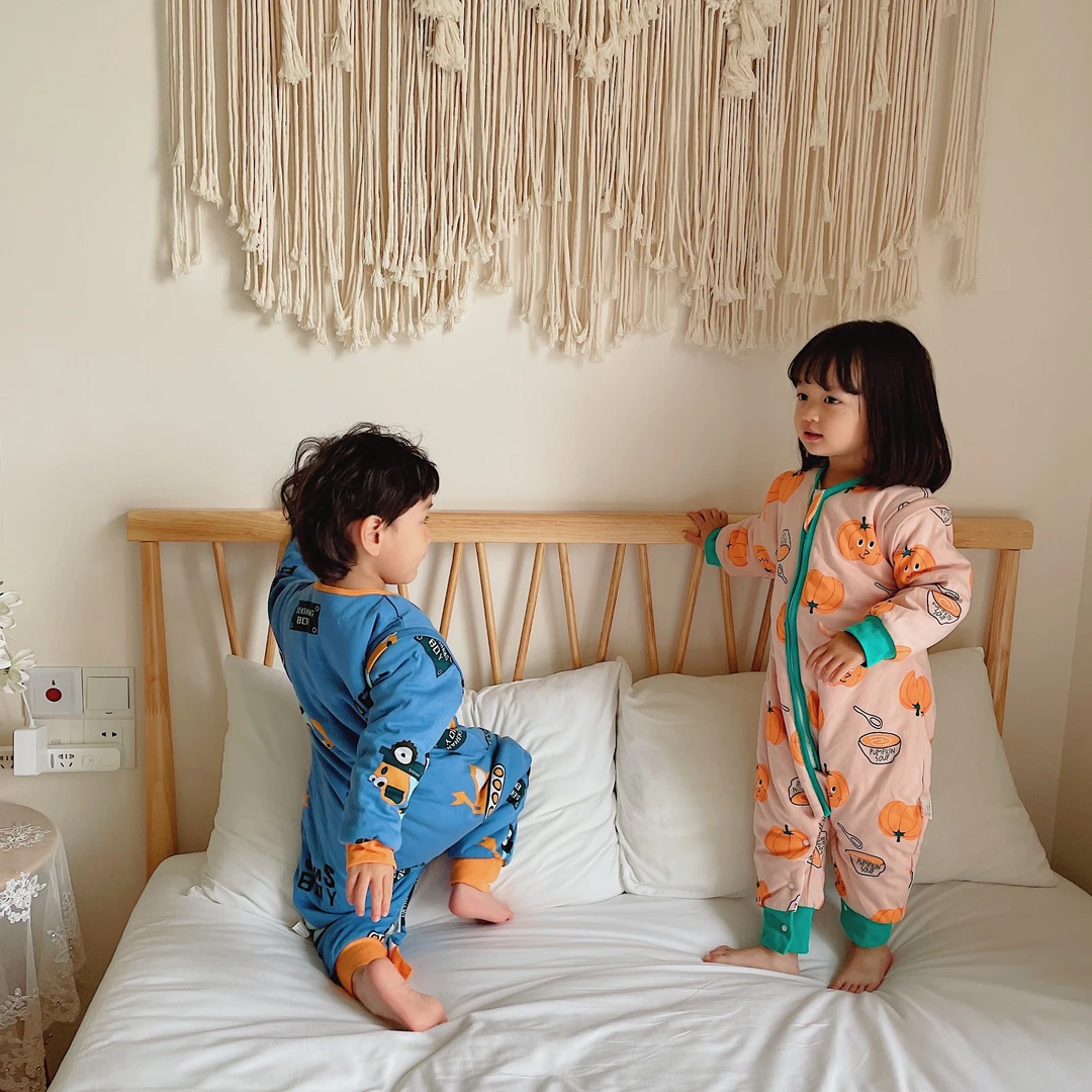 儿童秋冬恒温棉睡袋纯棉保暖宝宝长袖爬行服婴儿冬季连体保暖衣