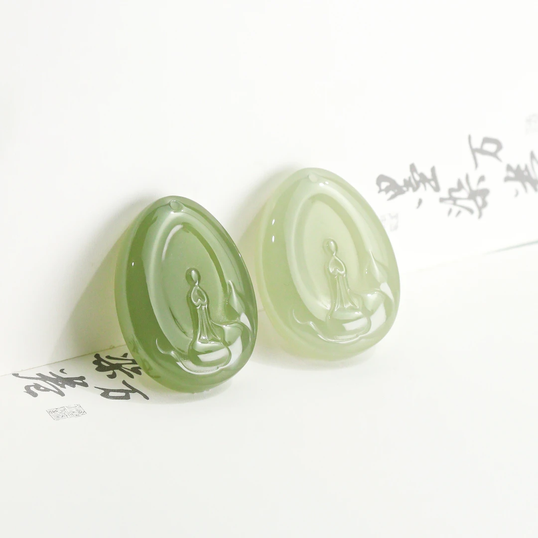 青海高冰【禅意】天然和田玉冰底高冰起胶吊坠（多样性发货一件）