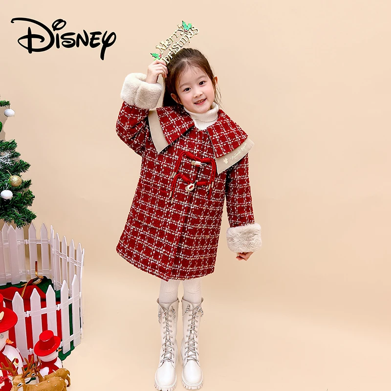 【TZD】Disney/迪士尼冬季儿童双翻领夹棉格子呢外套XFW4SJ328