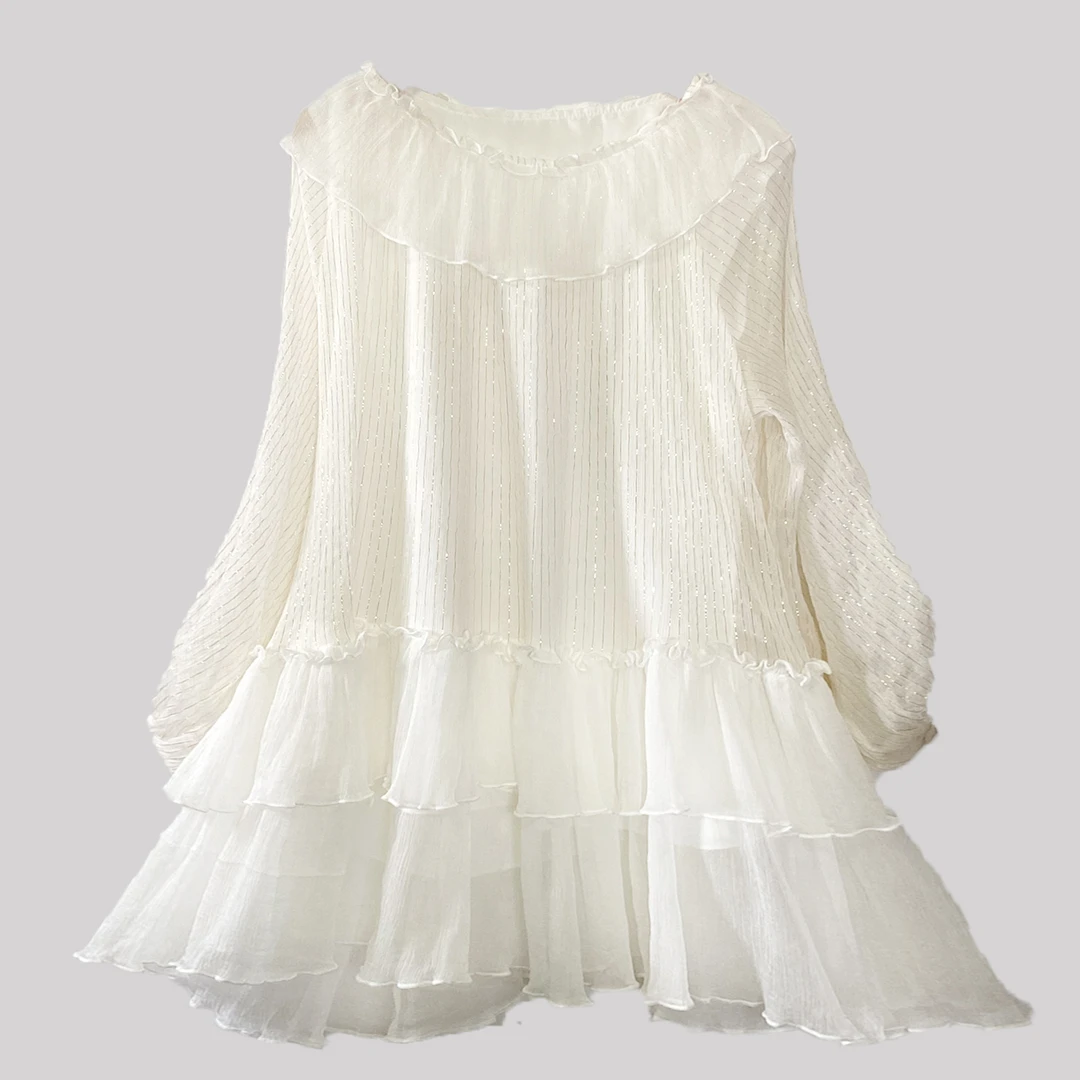 新款时尚纯色金丝线短款小个子100桑蚕丝减龄气质连衣裙女