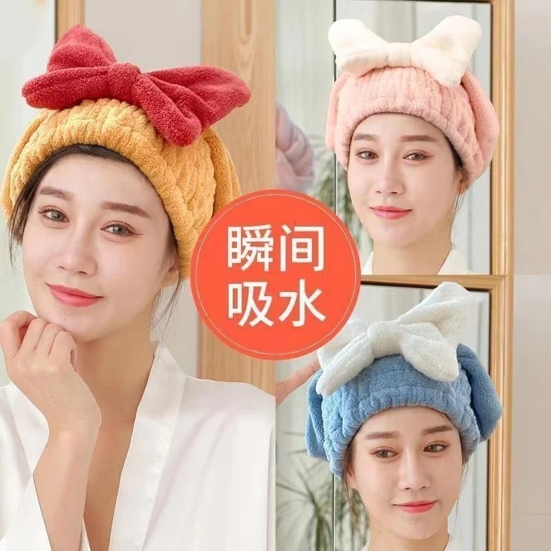 干发帽帽洗头发加厚浴巾珊瑚绒加大弹力不勒头吸水性可爱设计松紧