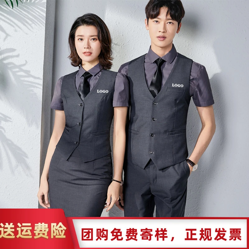 男女职业套装马甲工装酒店酒吧会所KTV台球俱乐部工作服定制LOGO