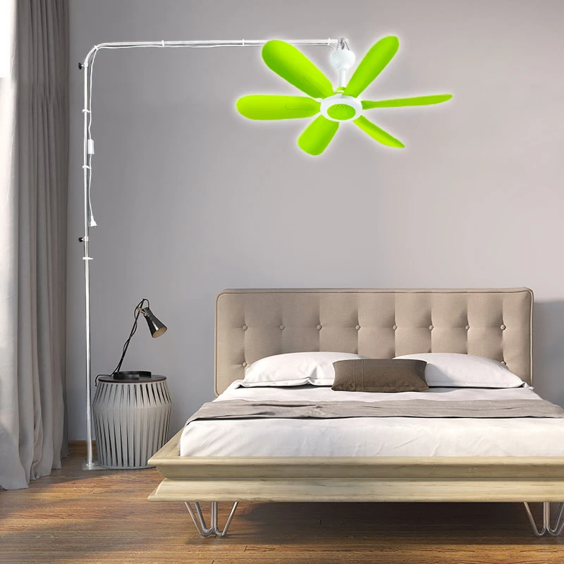 中联小吊扇落地支架遥控定时床上静音微风扇折叠床头支撑挂杆加粗