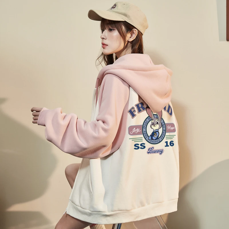 2W187   [疯狂动物城]唐狮开衫卫衣女秋冬连帽加绒卫衣外套