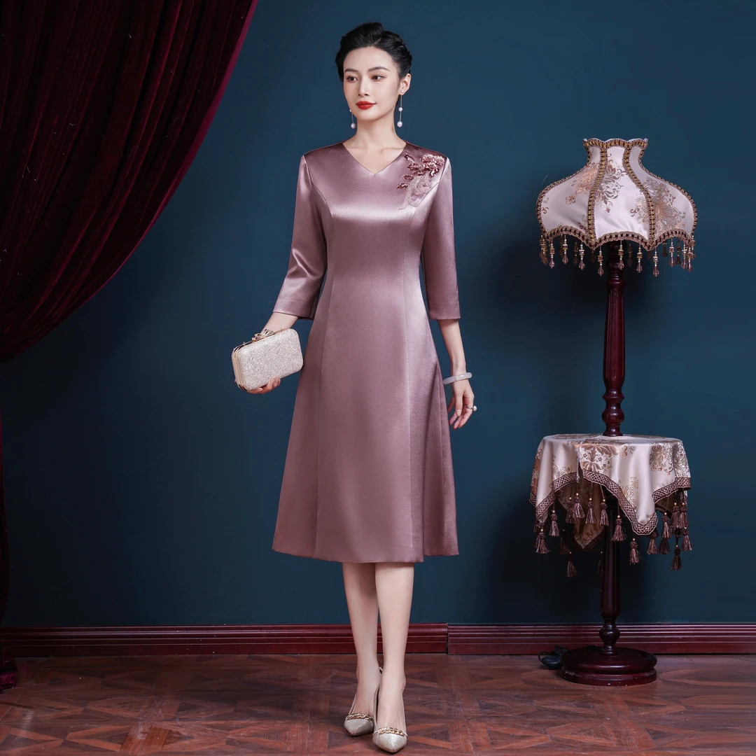 53316婚宴装年轻女中式婚礼妈妈礼服高贵洋气高端旗袍裙显瘦气质