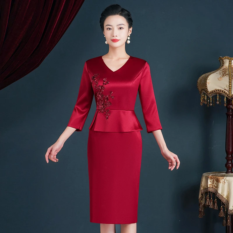 5246高端妈妈婚宴喜婆婆婚宴礼服洋气小个子岳母婚宴装平时可穿秋