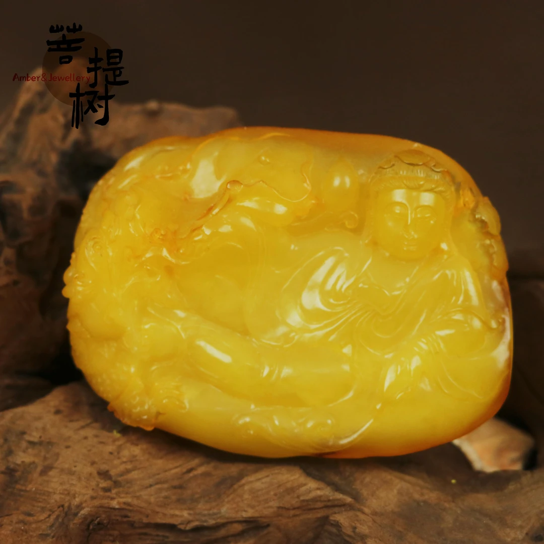 珠宝首饰天然蜜蜡摆件御龙观音