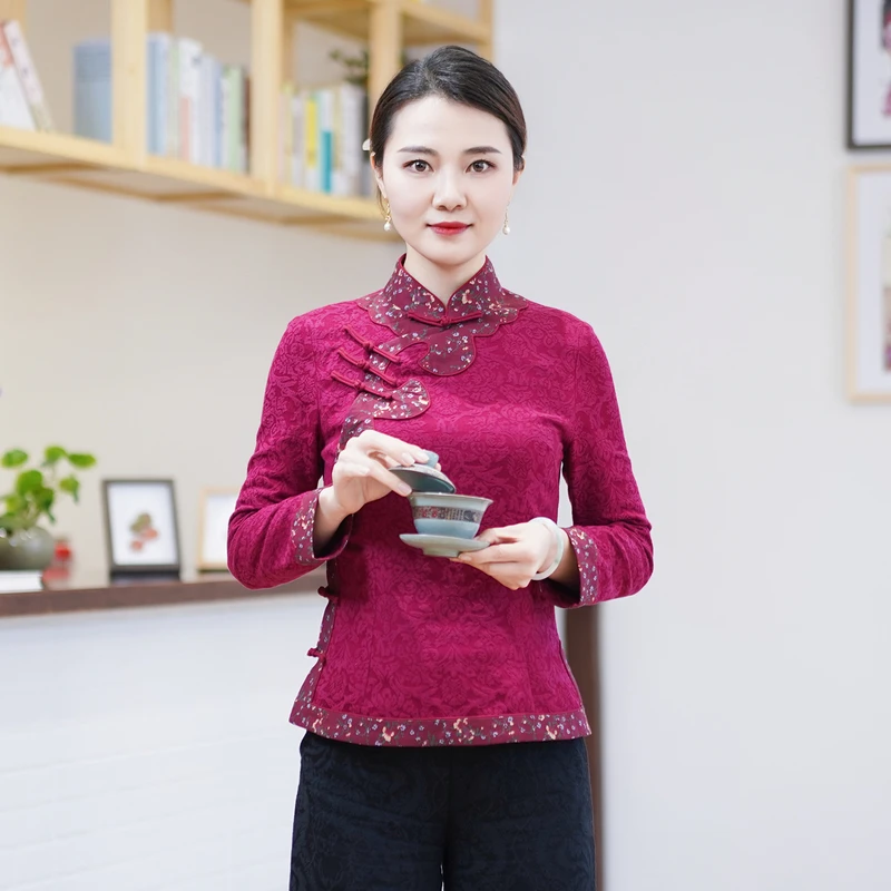春季新款唐装上衣中国风改良旗袍复古盘扣新中式女装 24J137