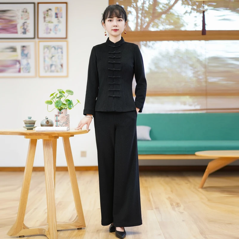 筠雅职业套装女新款休闲修腰显瘦复古洋气时髦搭配两件套23R183