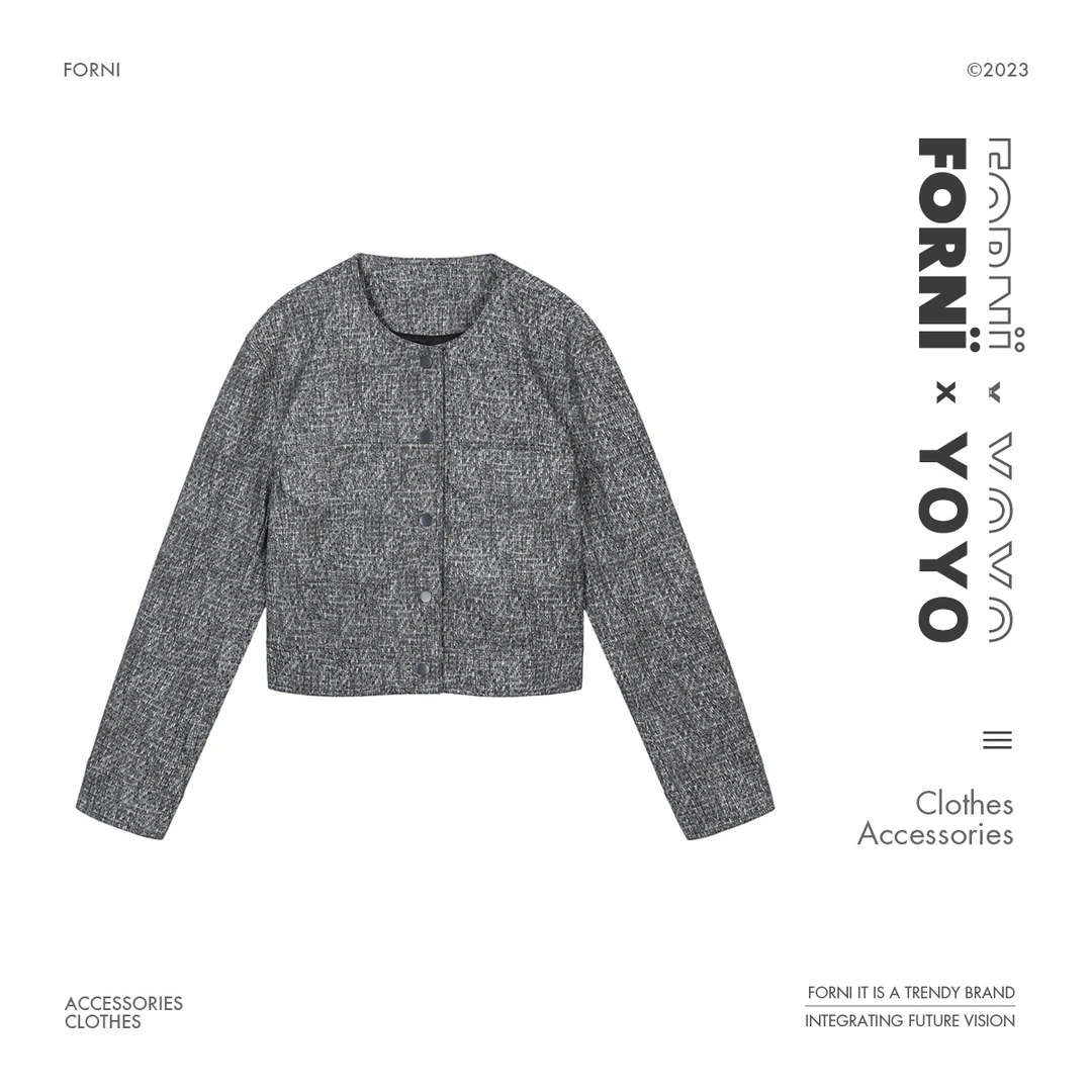 FORNI x YOYO    Newtown 复古混色pu皮小香外套