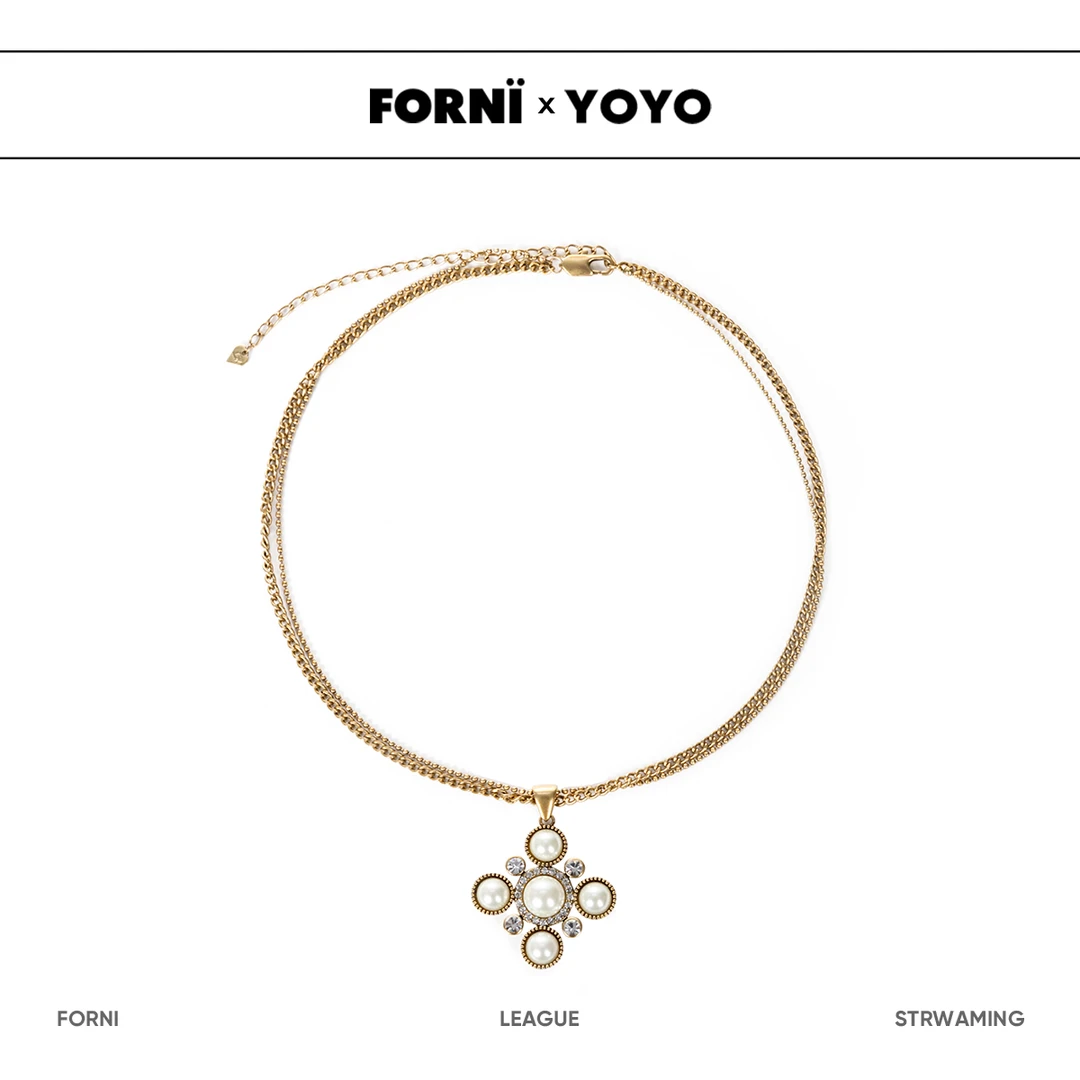 铜合金项链 FORNI x YOYO 庭序 复古时髦个性ins重工珠珠吊坠项链