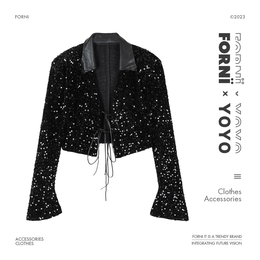 FORNI x YOYO 亮片拼接外套上衣女外套气质时尚小众设计师