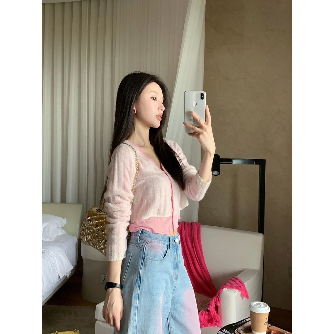 Queen line  元气甜心 糖果色双层高级感少女心针织衫