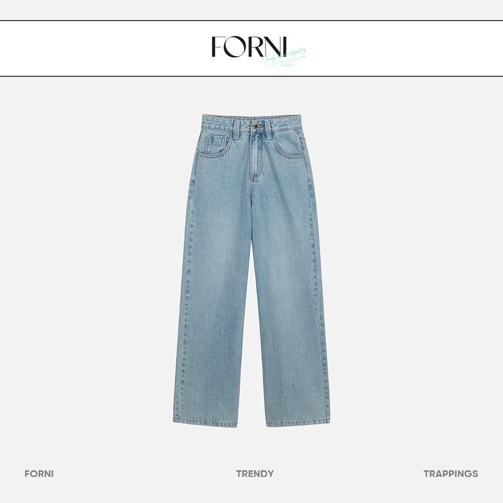 FORNI x YOYO 瓦尔多街头 纯棉时尚百搭直筒牛仔裤春夏宽松水洗