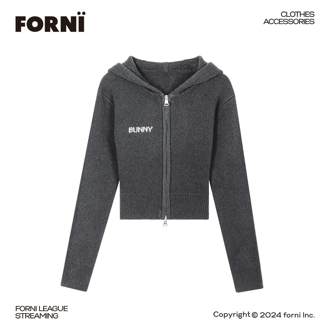 FORNI × YOYO 三春晖 绵羊毛舒适气质休闲时尚高阶修身连帽针织衫