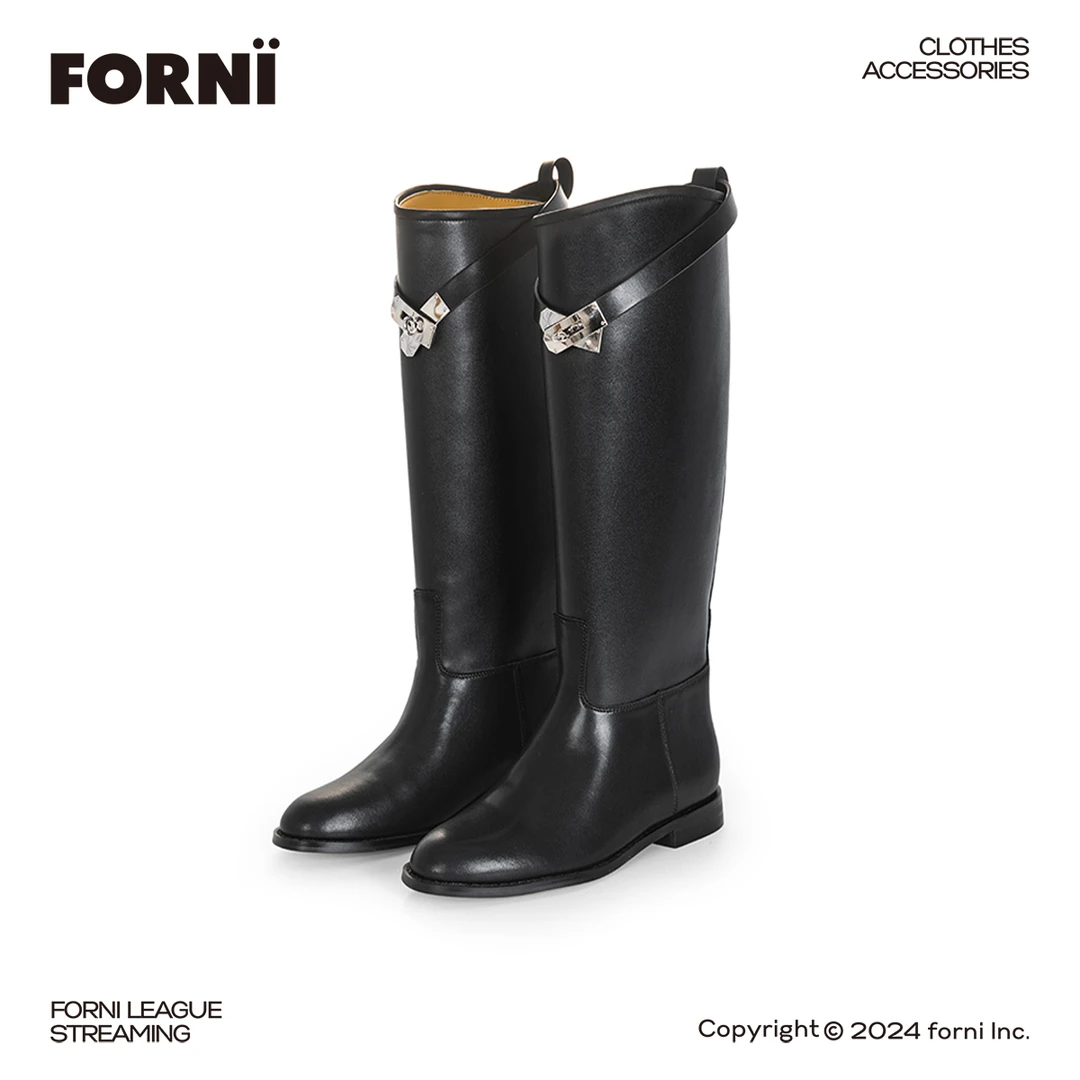 FORNI × YOYO  西后街区  整骨感高阶秀款拼色锁扣大腕及牛皮长靴