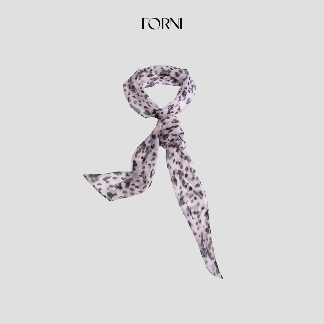 FORNI 时髦心机豹纹印花丝巾加捻雪纺围巾