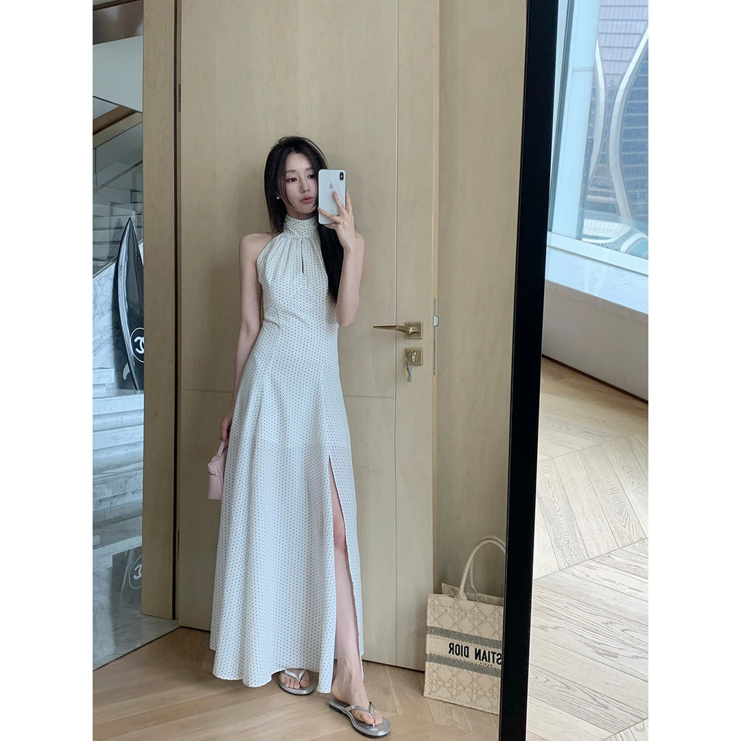 FORNI  晨歌絮语 无袖波点连衣裙气质时尚休闲夏季法式百搭