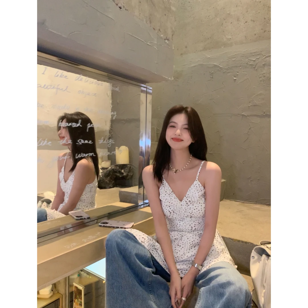 FORNI x YOYO 垂坠连衣裙碎花显瘦气质时尚性感纯欲无袖吊带 LL